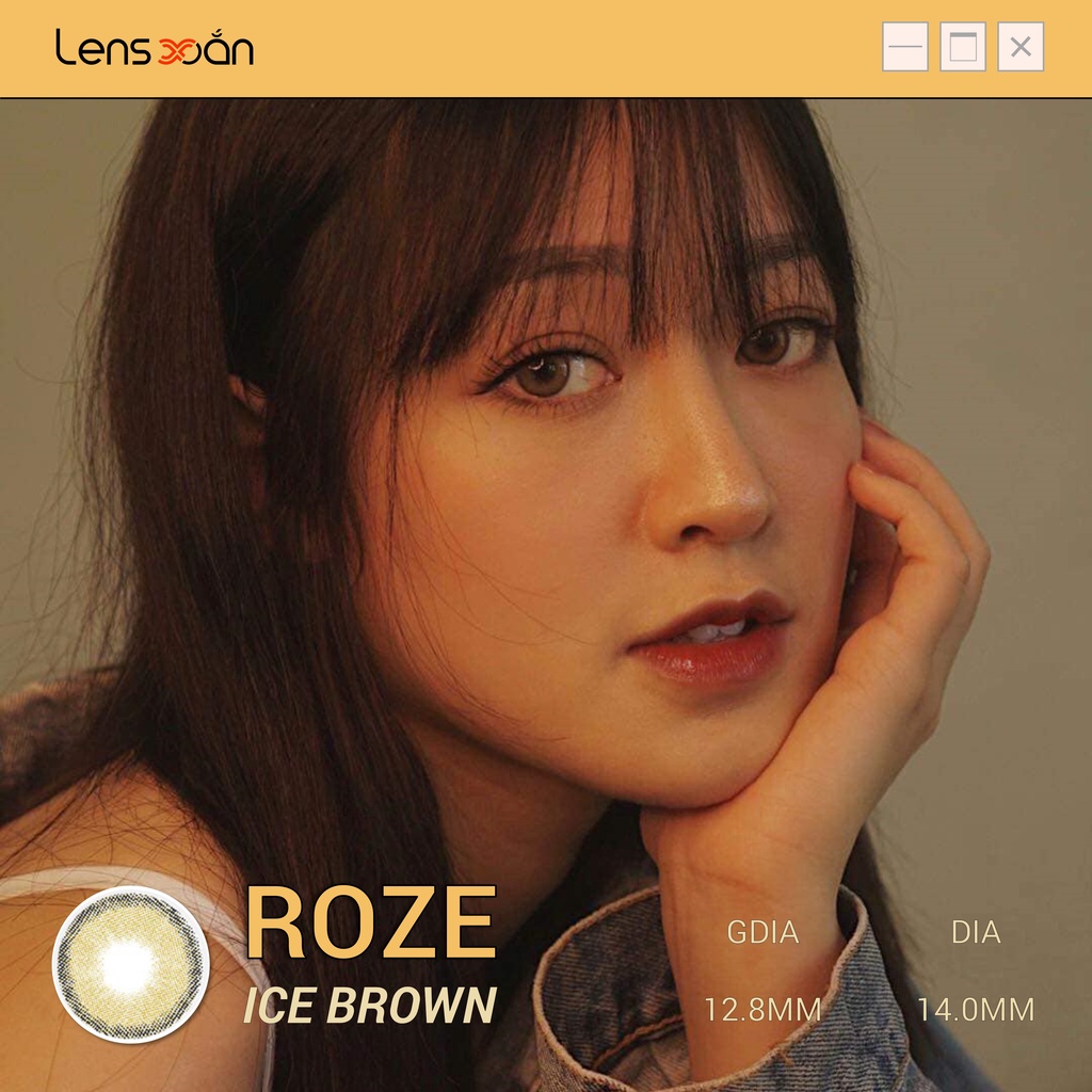 KÍNH ÁP TRÒNG ROZE ICE BROWN CỦA B.S.COR ( 6 THÁNG) : LENS NÂU RÊU VIỀN SÁNG TÂY | LENS XOẮN ( GIÁ 1 CHIẾC)