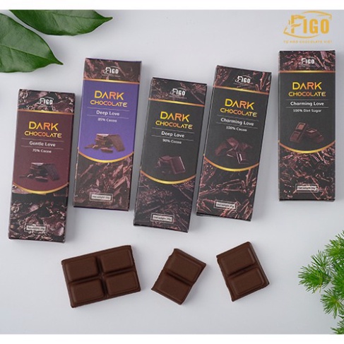 Socola sữa nhân bánh Cookie, Hạt cacao, Hạnh nhân, Không nhân FIGO Hộp 20g