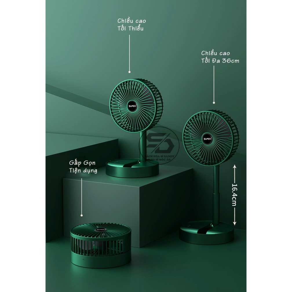 FREESHIPQuạt Tích Điện Cầm Tay Mini Để Bàn Gấp Tròn Siêu Gọn 3 Chế Độ Gió Siêu Mạnh Pin Chạy 6-8 Giờ Mẫu Mới 2021 4.6