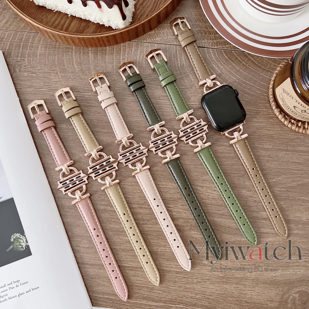 Dây Da Đeo Đồng Hồ 41mm 45mm 40mm 44mm 38mm 42mm iwatch Series 8 7 SE 6 5 4 3 2 1