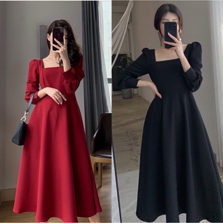 Đầm Nữ Tay Bồng Vintage - Váy Cổ Vuông Dài Tay Siêu xinh VaydaitayV29