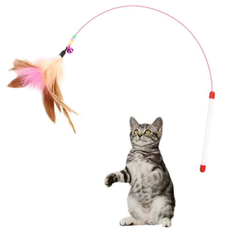 Đồ chơi que nhử mèo gắn lông vũ 100cm