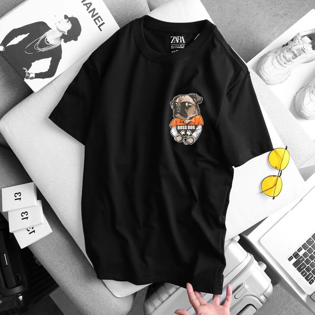 Áo Thun Zara Chó Bull Mặt Xệ Unisex Thun Cotton 4 Chiều