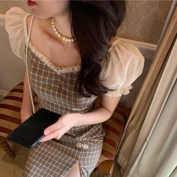 Đầm nữ dài tay cổ tròn form dài rộng thời trang Hàn