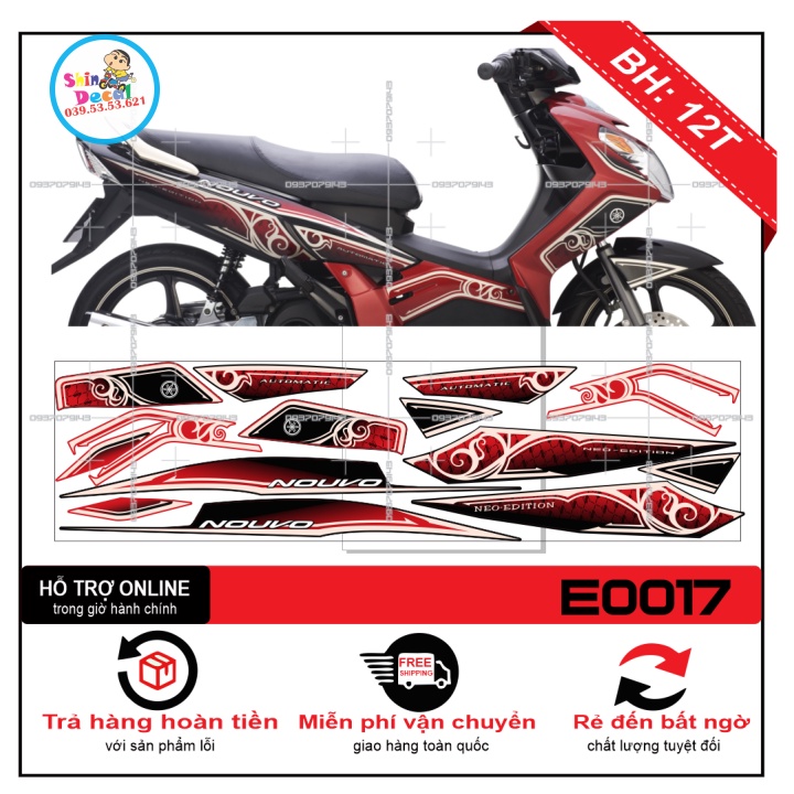 TEM XE NOUVO 2,3 ZIN ĐỎ ĐEN -- SHIN DECAL 2