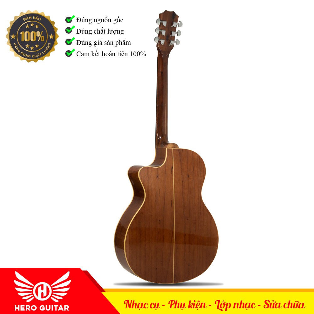 Đàn guitar acoustic S2- Guitar cho người mới chơi, gỗ hồng đào nguyên tấm, giá rẻ, âm thanh hay. -Hero Guitar Đà Nẵng