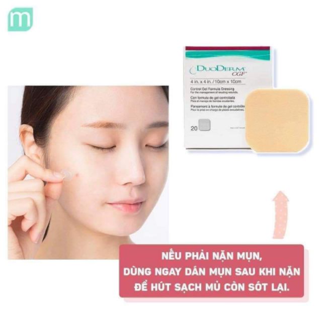 🌀 Tặng 2 kim Lancets. 1 Miếng dán NHANH XẸP MỤN Duoderm Extrathin 10*10cm