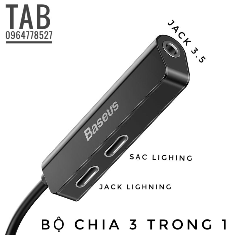 Jack Chuyển 3 in 1 Vừa Sạc Vừa Nghe Baseus L52 - Bảo Hành 12T