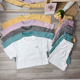 Set cộc tay croptop thể thao nữ - Bộ suông trơn cổ tròn tay lỡ dáng rộng, năng dộng Ulzzang