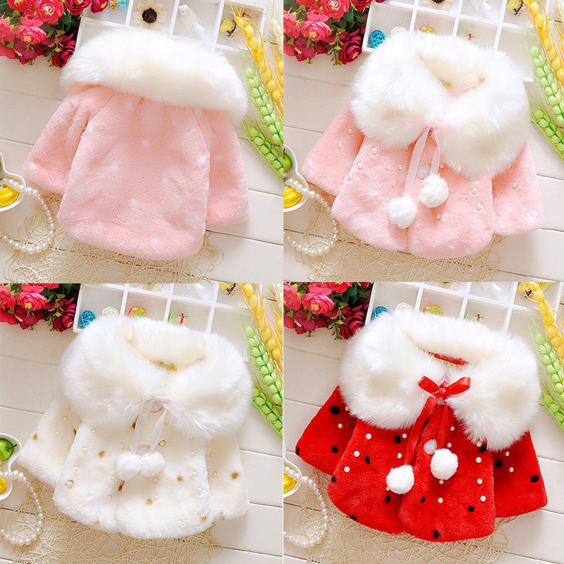 Babyme Baby Girls Infant Sweet Wool Blend Warm Shawl Coat Cape Cloak Princess Thick Warm Outside