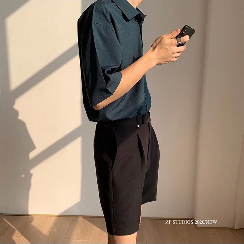 Áo Sơ Mi Tay Ngắn Chất Lụa Lạnh Mỏng Màu Trơn Chống Nhăn Thời Trang Mùa Hè Cho Nam Size M-3XL
