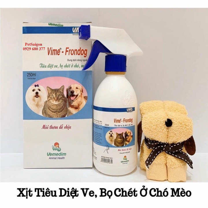 Thuốc diệt ve, bọ chó hiệu quả Vime Frondog - lọ 250ml