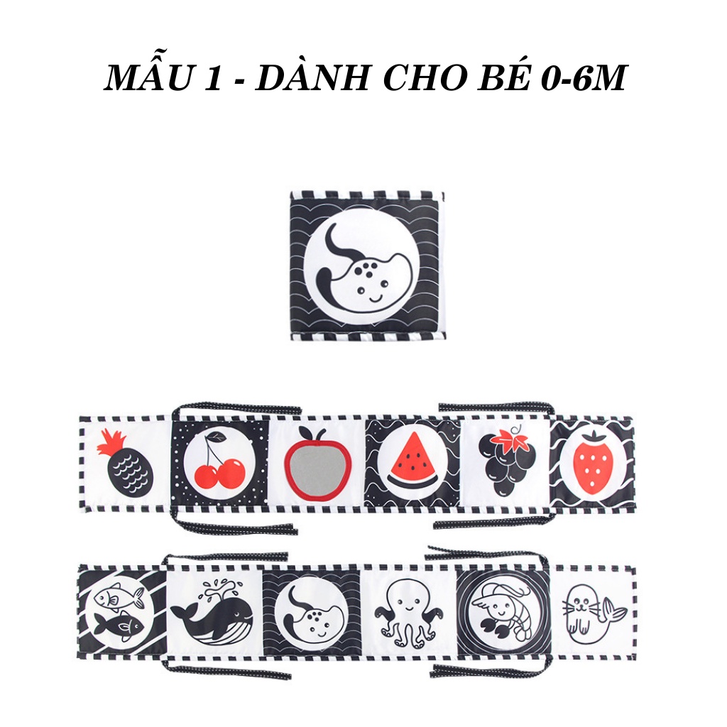Sách Vải Kiêm Quây Cũi Kích Thích Thị Giác Đen Trắng Và Màu Sắc Đồ Chơi Giáo Dục Sớm Cho Bé Sơ Sinh SV60