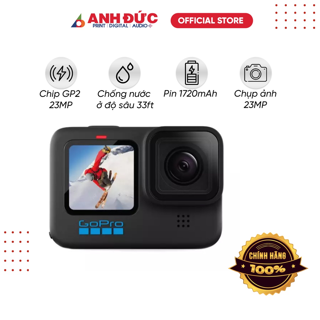 Máy quay hành trình Sony Gopro Hero 10, Tặng thẻ nhớ 64GB, Bảo hành chính hãng 12 tháng FPT