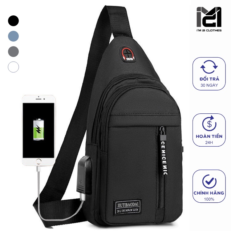 Túi đeo chéo ngực nam nữ unisex vải canvas phong cách thời trang Hàn Quốc