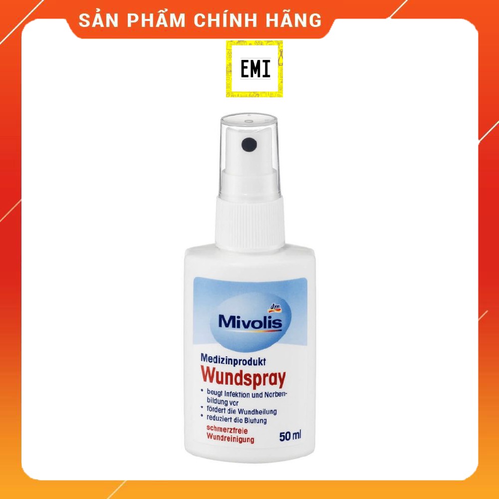 Xịt cầm máu và làm sạch vết thương Mivolis, không rát 50ml-Hàng Đức