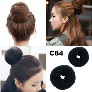 2 size - đen búi phồng tóc củ tỏi búi donut tròn