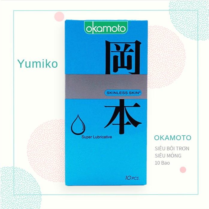 Bao Cao Su Siêu Mỏng Bôi Trơn OKAMOTO Skinless Skin Supper Lubricated, BCS Xuất Xứ Nhật Bản, Hộp 10 bao
