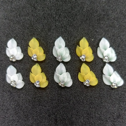 Hoa bột Nail, hoa 3D gắn Móng chân, móng tay, 5 Cánh, đá giữa