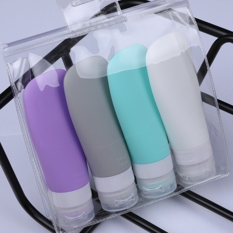 1 Pcs Lọ Silicone Màu Trơn Đựng Mỹ Phẩm Mang Theo Du Lịch 38ml 60ml 90ml