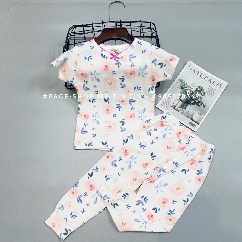 Bộ cottonbozip áo cộc + quần dài cho bé (hoa.hồng 16-18kg)