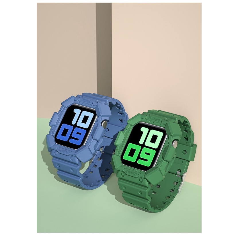 Dây đeo nhựa có vỏ bảo vệ nhiều màu tùy chọn thích hợp cho Apple Watch Series 6 Se 5 4 44mm 42mm