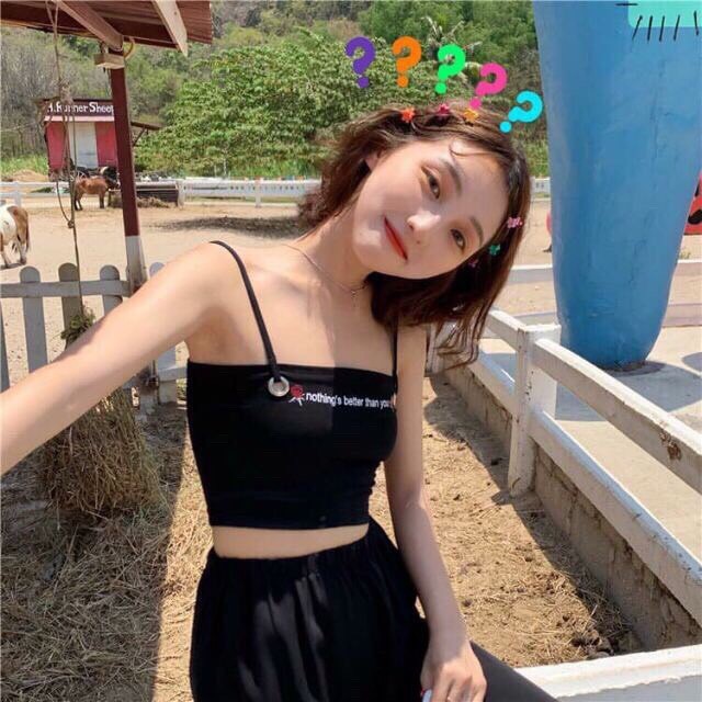 Áo dây mút ngực thêu chữ, áo hai dây nữ sexy