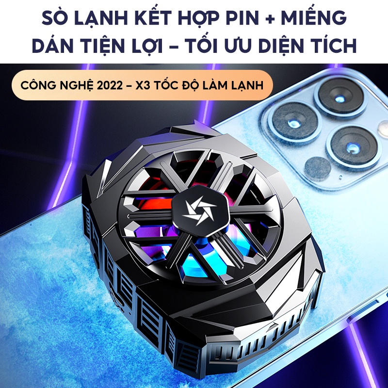 Quạt tản nhiệt điện thoại sò lạnh Ber Shield SL03 pin 2000 mAh chơi game làm mát bằng chip bán dẫn IOS Android led RGB