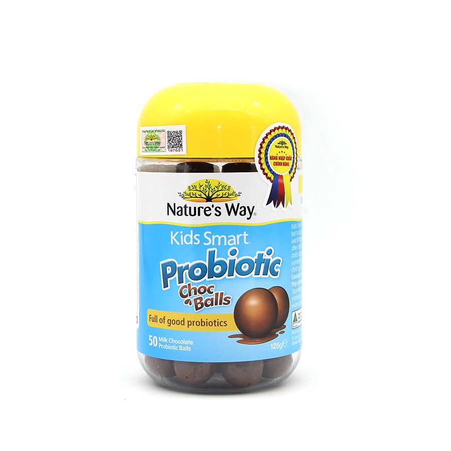 Kẹo Dẻo Cho Bé Nature's Way Kids Smart Probiotic Choc Balls Lợi Khuẩn Tốt Cho Hệ Tiêu Hoá 50 Viên - Date mới