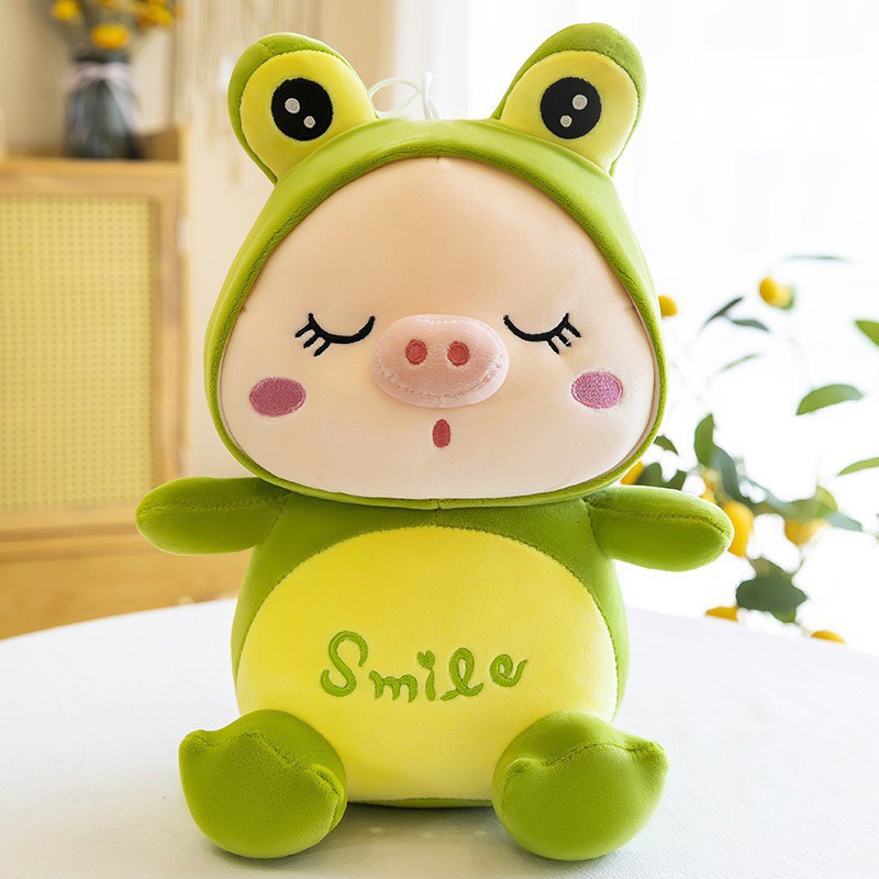 Gấu Bông Heo Biến Hình , Thú Nhồi Bông Heo Smile Mềm Mịn Đủ Size 35Cm-45Cm-60Cm
