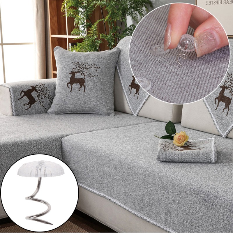 Bộ 50 đinh ghim xoắn đầu trong suốt cố định chăn bọc ghế/bọc sofa