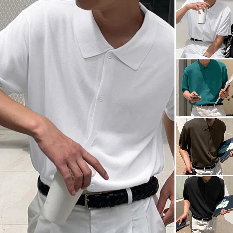 Áo Sơ Mi Ngắn Tay Màu Sắc Đơn Giản Cho Nam