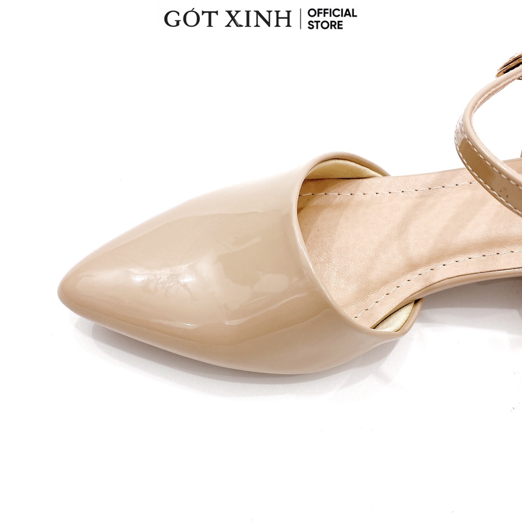 Giày cao gót GÓT XINH G3 da mềm cao 3cm gót tròn da bóng