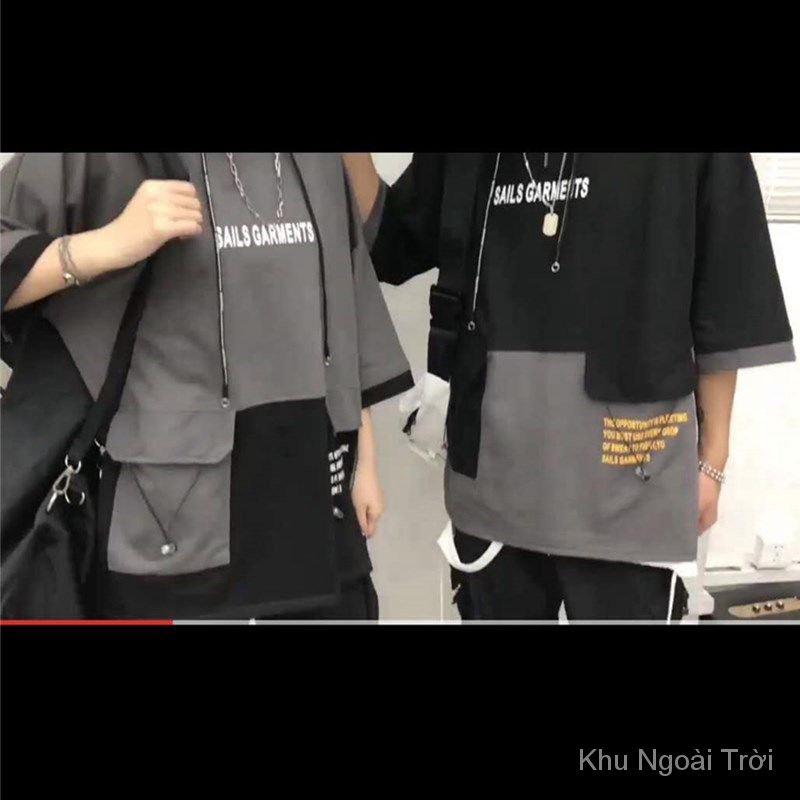 Áo thun unisex hoodie tay ngắn dáng rộng phong cách Hàn Quốc thời trang mùa hè 2022 cho nam và nữ
