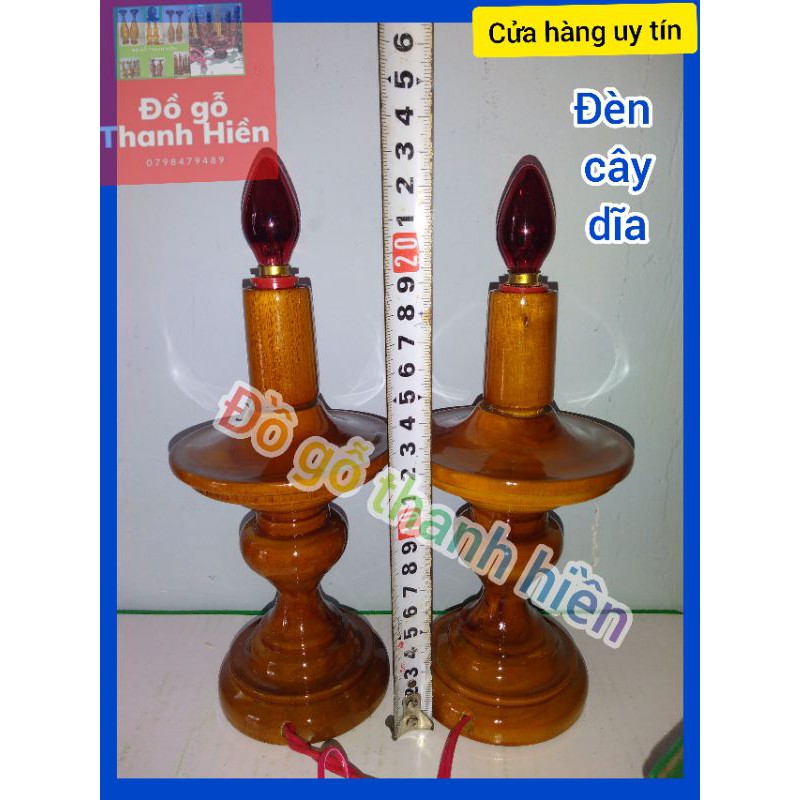 cặp đèn đĩa điện gỗ tràm . đèn bàn thờ có đĩa hứng