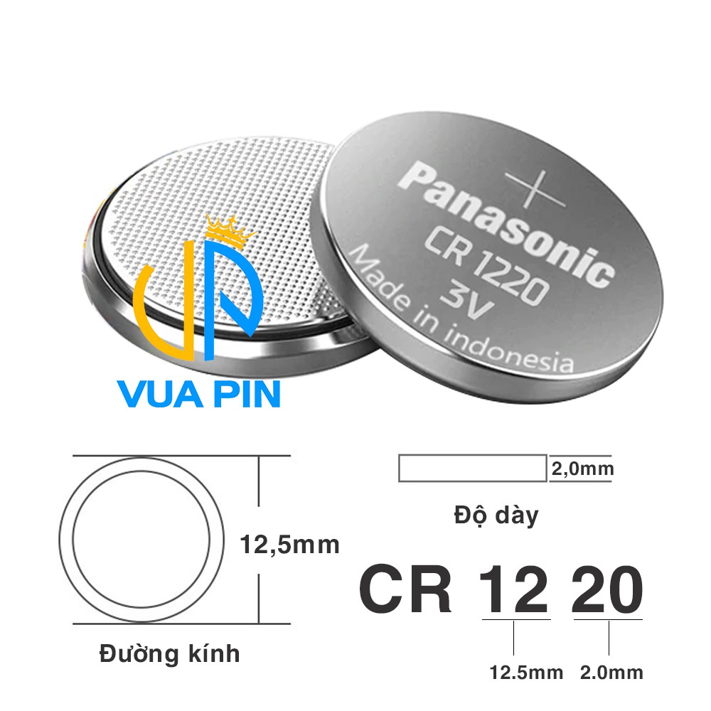 Pin CR1220 chính hãng Panasonic - Dùng cho CMOS máy tính, camera, Laptop, đồng hồ, thiết bị điện tử, đèn LED