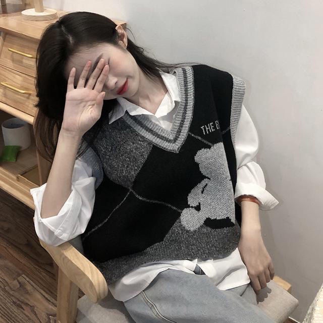 Áo len nữ không tay cổ chữ V thời trang | BigBuy360 - bigbuy360.vn