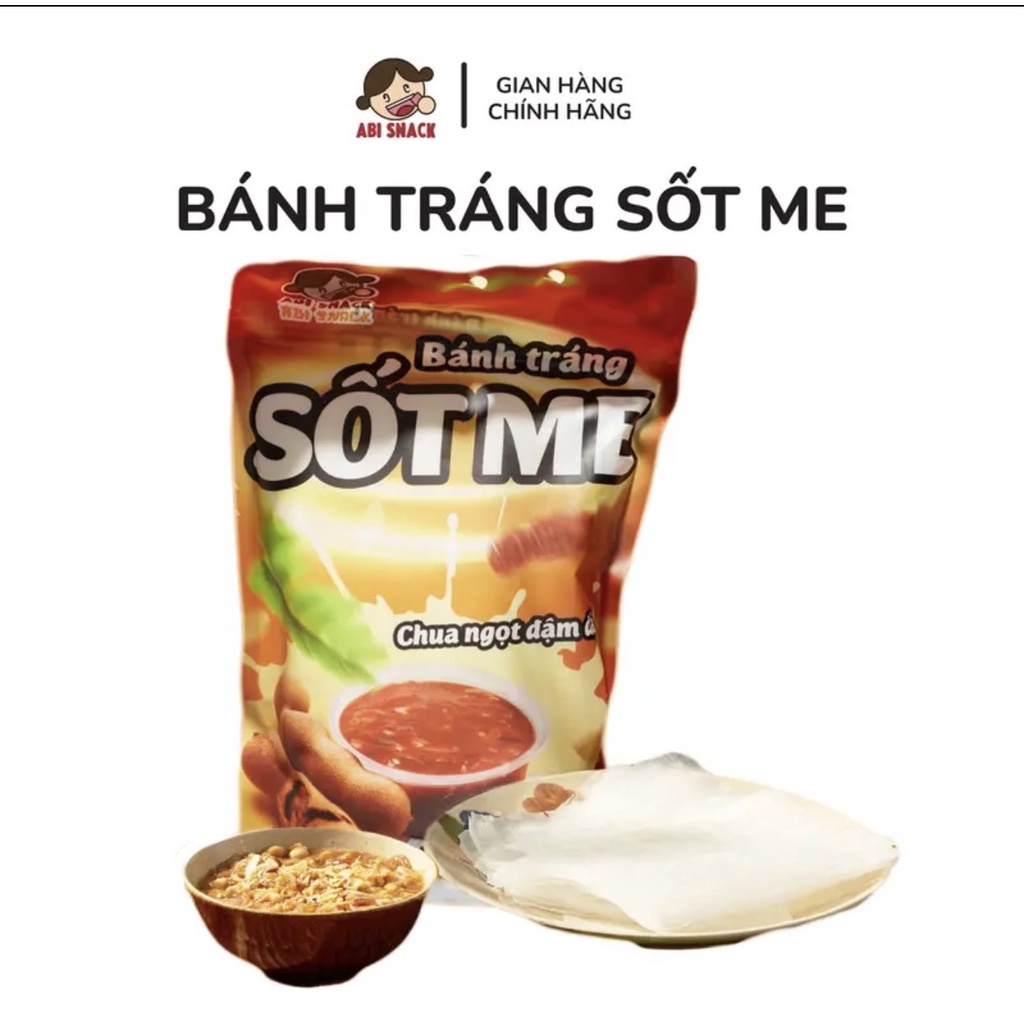 Bánh tráng me Abi chấm sốt me chua ngọt cùi me ăn được dẻo giòn