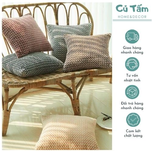 Vỏ gối tựa lưng, vỏ gối sofa họa tiết xương cá phong cách Hàn Quốc - cutam.homedecor