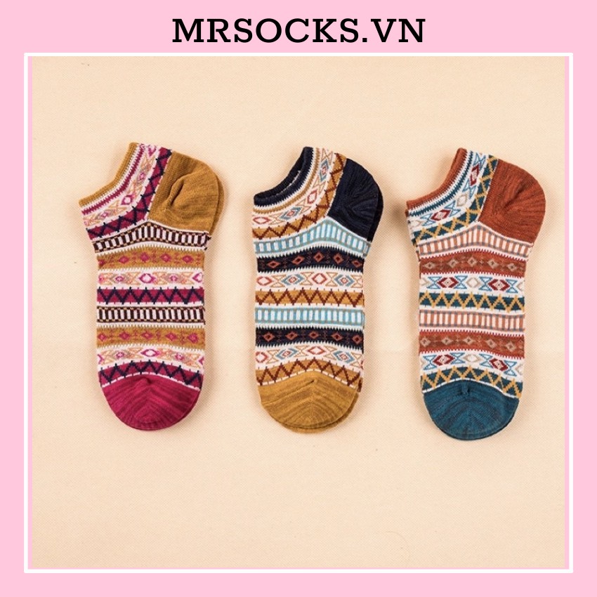 Tất cổ ngắn nam nữ vớ thổ cẩm len cổ thấp mã cam thời trang vintage hàn quốc đẹp giá rẻ  MRSOCKS VN005