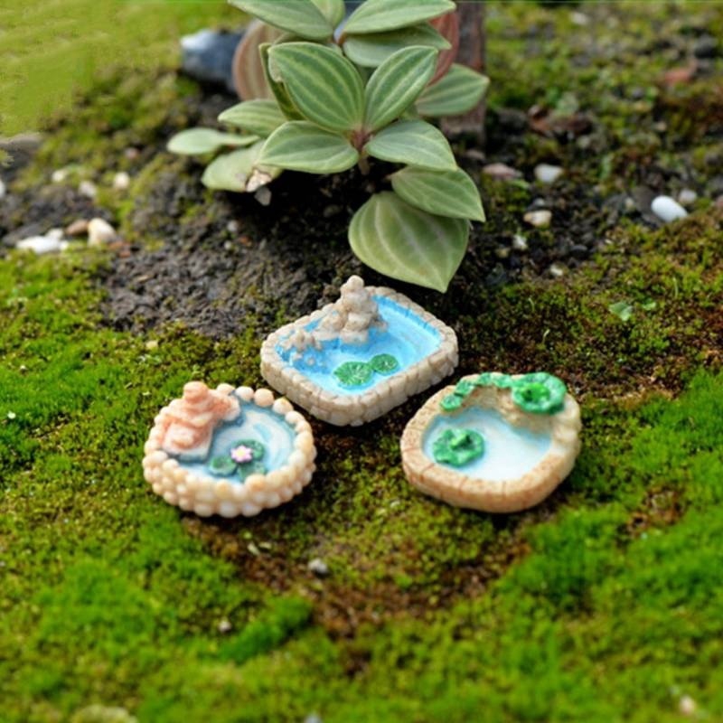 Bộ 3 mô hình hồ ếch / hồ lá sen / hồ hoa sen mini trang trí tiểu cảnh