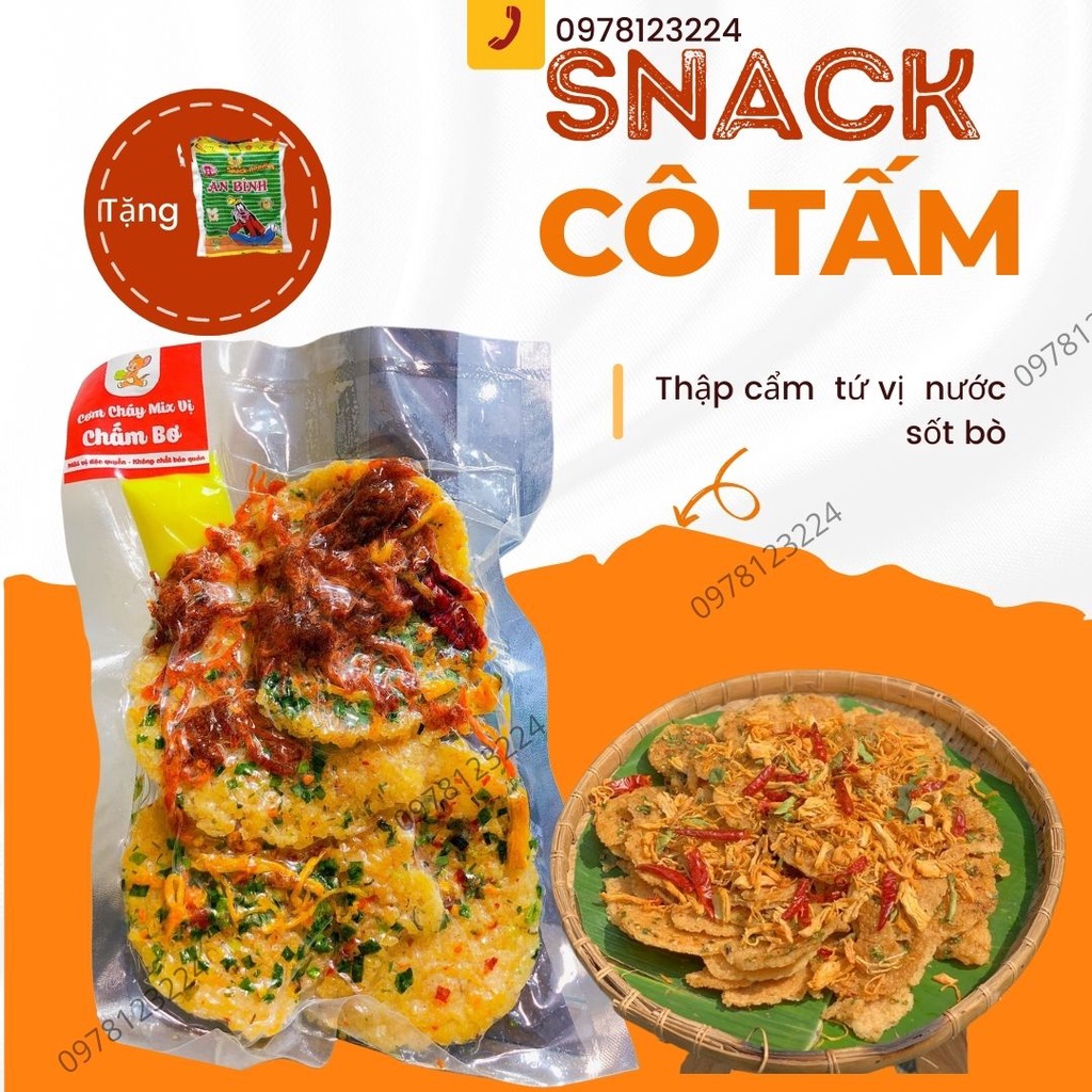 Cơm Cháy Chiên Mắm Hành Ớt Giòn Cay loại 1-Cơm Cháy Topping Khô Bò,Khô Gà,Bơ-Thiên Đường Ăn Vặt/Snack Cô Tấm