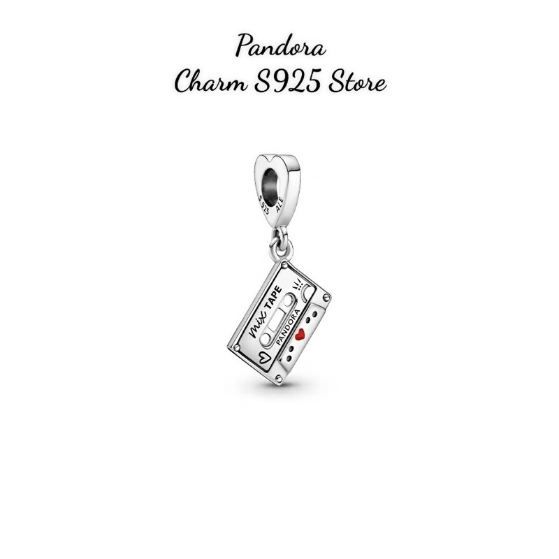 charm pan treo cuộn băng cassette bạc s925 cao cấp