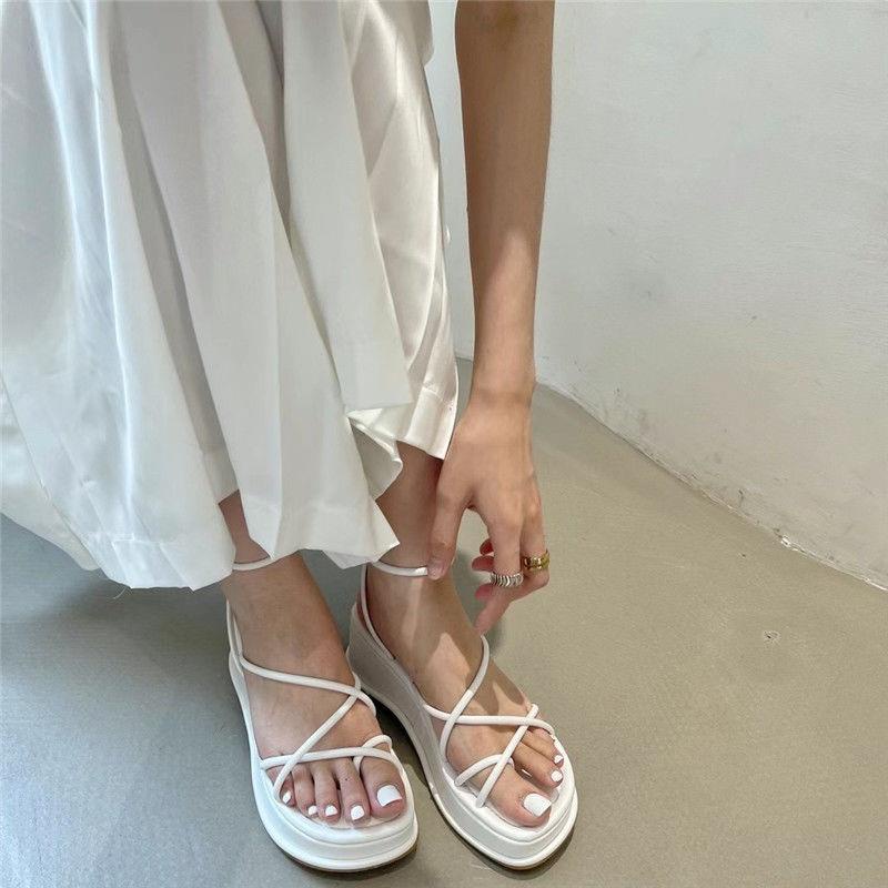 Giày sandal MURIOKI đế dày quai đan chéo phong cách Hàn Quốc thời trang mùa hè mới xinh xắn