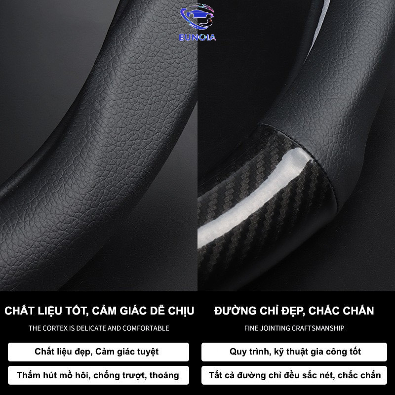 Bọc vô lăng cacbon ô tô chống trơn trượt logo tất cả các hãng xe