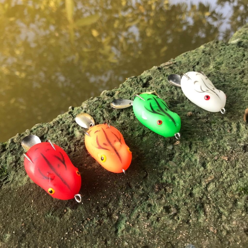 Mồi câu lure_mồi giả câu cá lóc, nhái hơi Super Frog, đầy đủ các màu xanh, trắng, vàng, đen, đỏ_Đồ Câu Lure