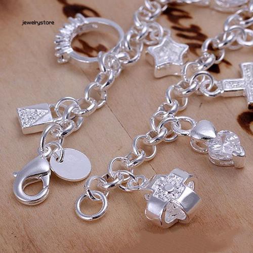 SPwholesale| Vòng tay mạ bạc dạng dây xích đính đá thời trang cho nữ