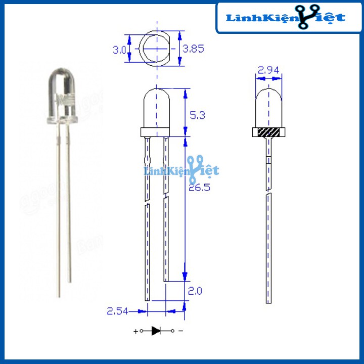 Led Phát Hồng Ngoại 940nm Đường Kính 3mm/5mm