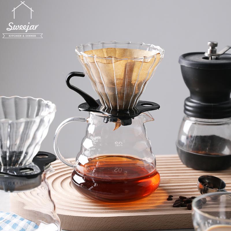 Bộ sản phẩm pha cà phê SWEEJAR gồm cốc lọc và bình thủy tinh hàm lượng borosilicat cao cách nhiệt tốt