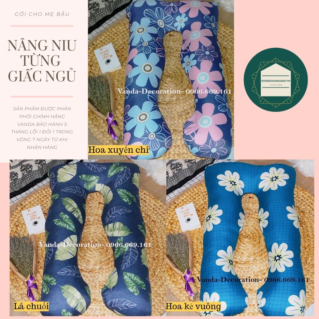 Gối cho mẹ bầu Cotton Poly Ruột bông gòn kháng khuẩn